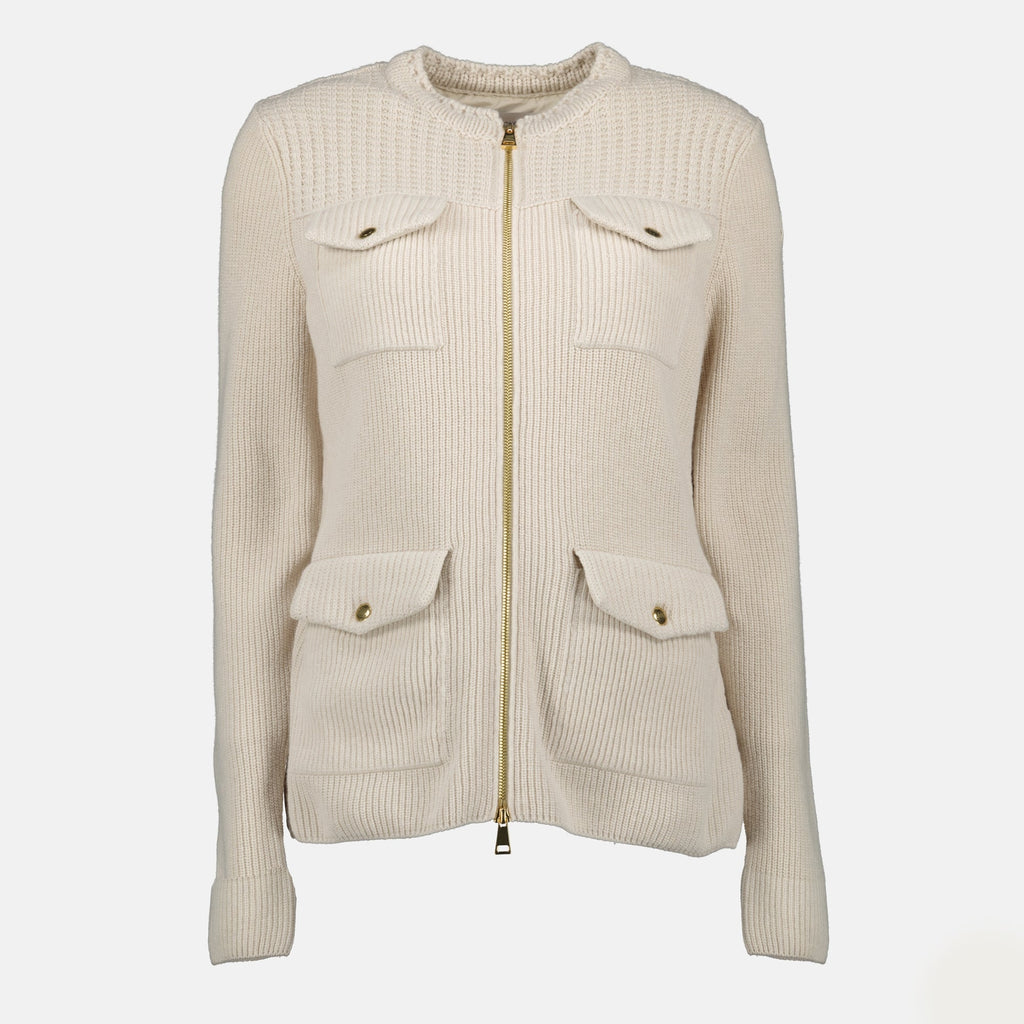 Moncler jacket, wool jacket, Autumn-Winter fashion, bi-material clothing, off-white outerwear
