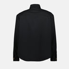 black wool shirt, classic collar shirt, Medusa detail shirt, men's shirts, elegant everyday wear