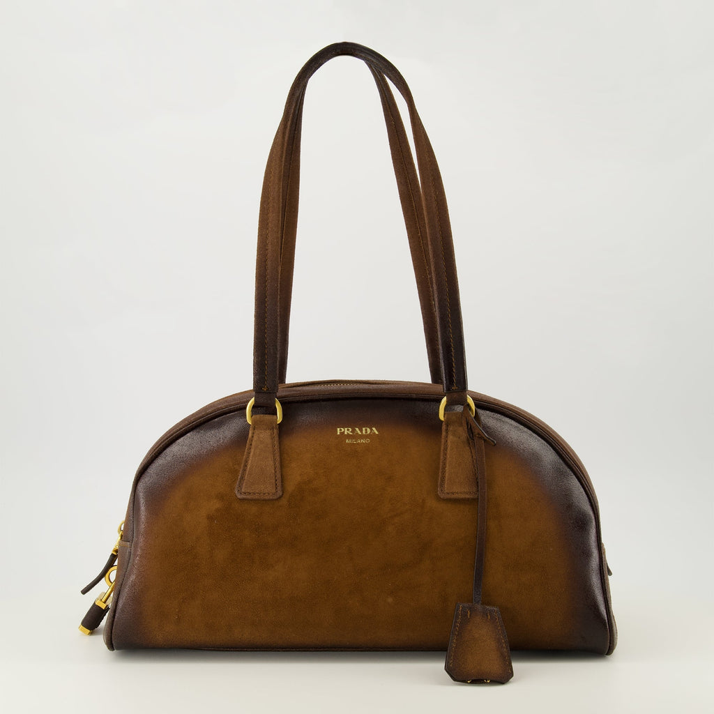 Prada bag, suede bowling bag, luxury accessories, Autumn-Winter 2025, high-end handbags