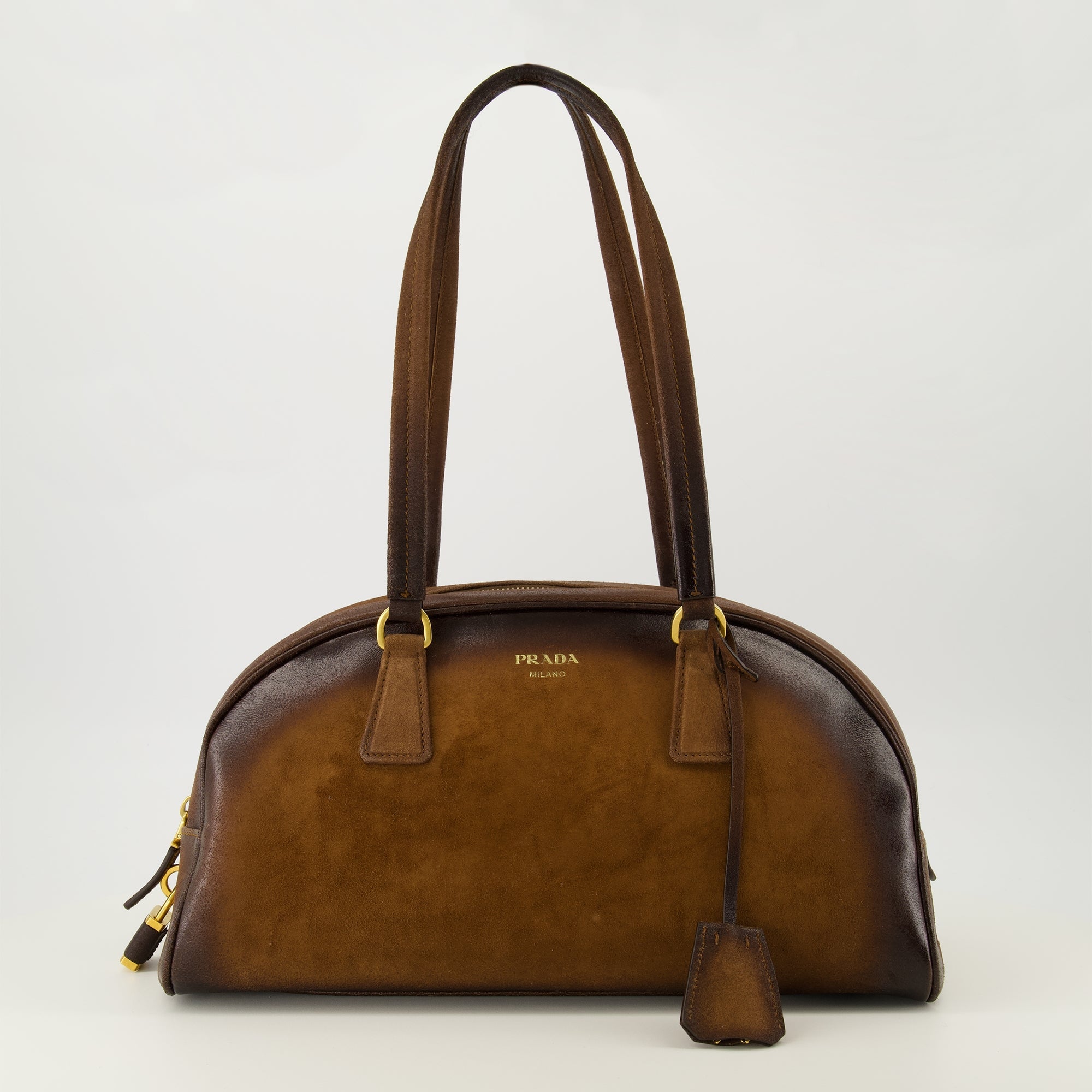 Prada bag, suede bowling bag, luxury accessories, Autumn-Winter 2025, high-end handbags