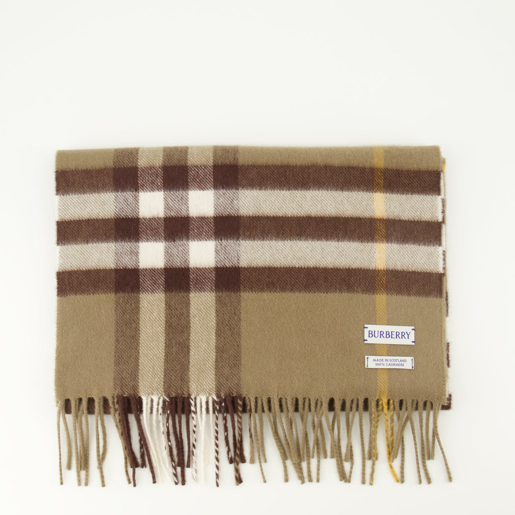 cashmere scarf, Burberry accessory, checked pattern scarf, unisex fashion, Autumn-Winter collection