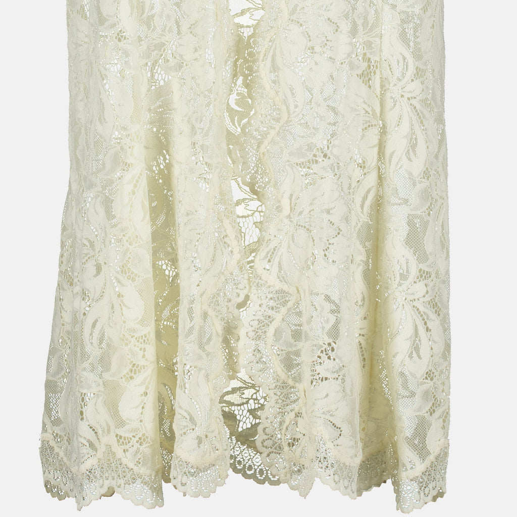 Beiges Spitzen-Maxikleid