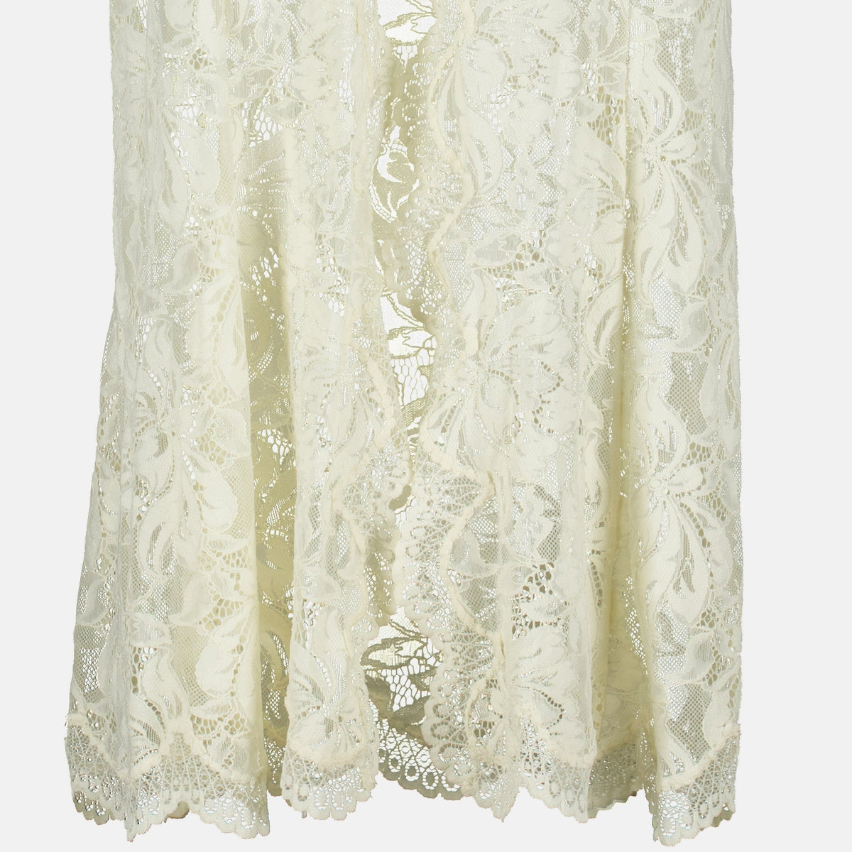 Beiges Spitzen-Maxikleid