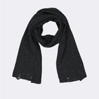 Distressed scarf, black wool scarf, wool winter accessory, contemporary scarf design, men's collection scarf