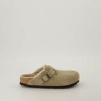 Image of Beige Fur Mules Boston by Birkenstock for Unisex - Season Autumn-Winter 2024 - Right Side View