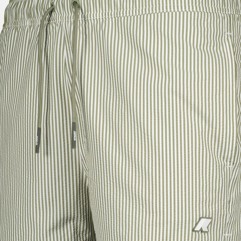 striped swimwear, K-Way swimwear, summer collection, men's swim shorts, beachwear