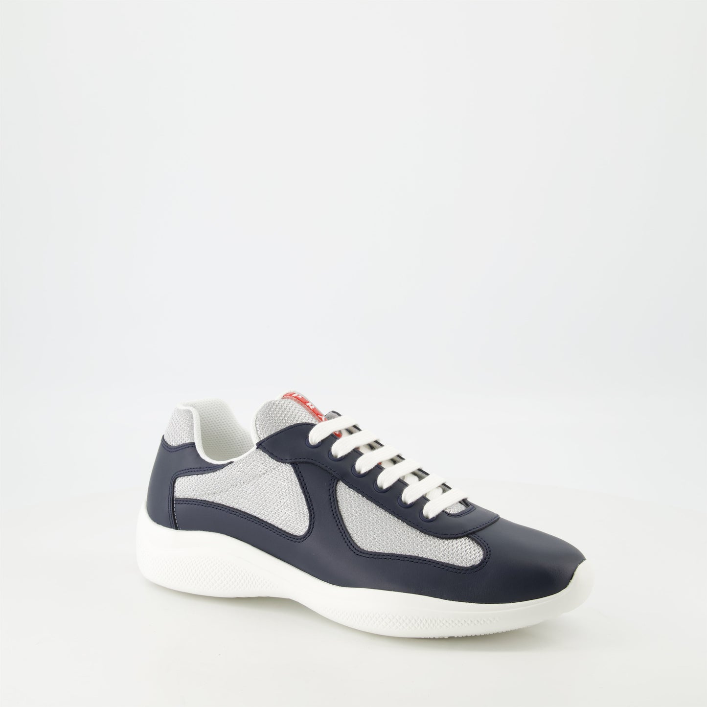 Prada sneakers, blue leather sneakers, America's Cup shoes, luxury men's footwear, designer trainers