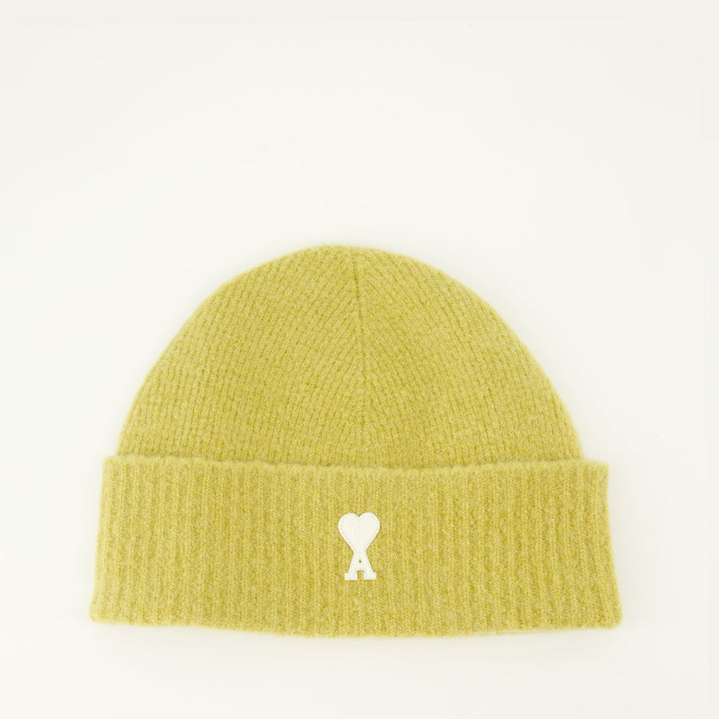 Yellow Knit Hat, AMI Paris, Autumn-Winter Accessories, Knit Beanie, Warm Winter Hat