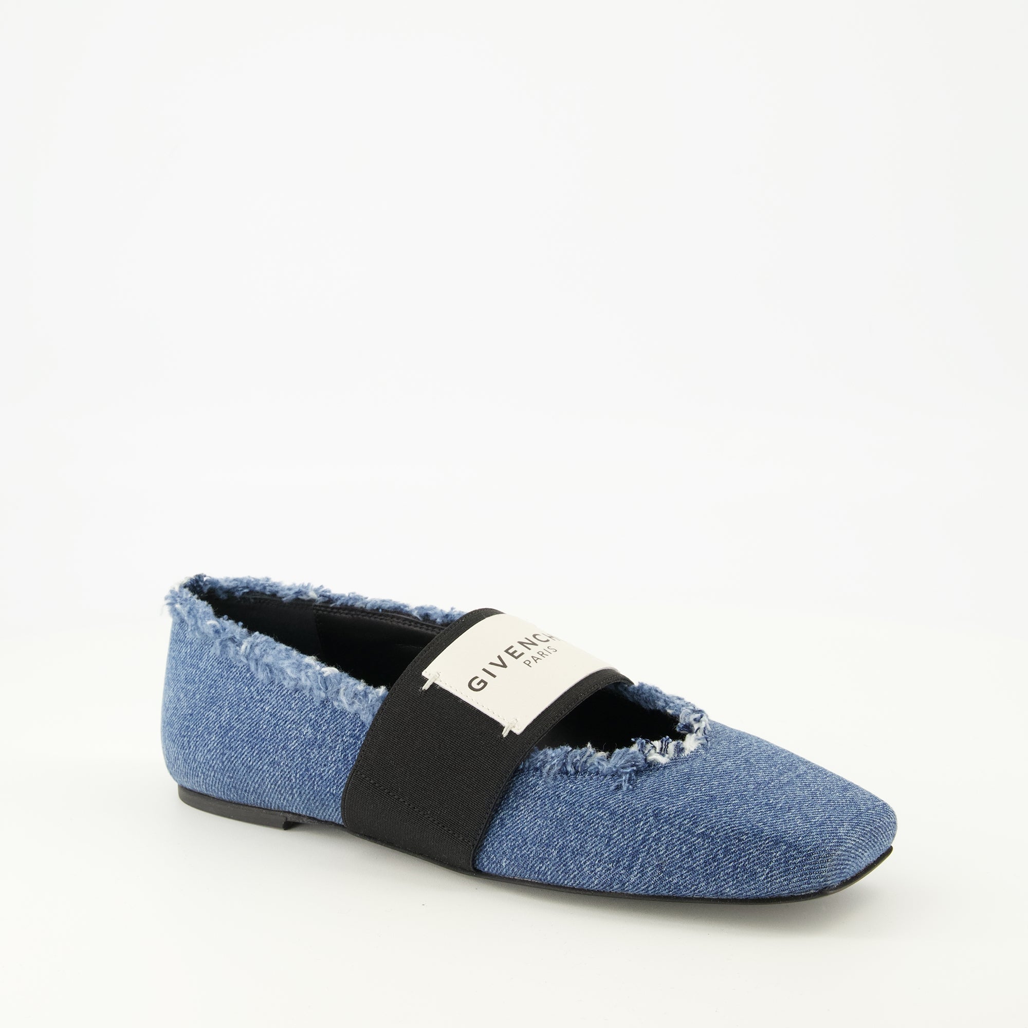 Sliced Square Denim Blue Ballerinas