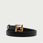 Black leather belt, FF buckle, Fendi belt, Fall-Winter 2024, elegant accessory