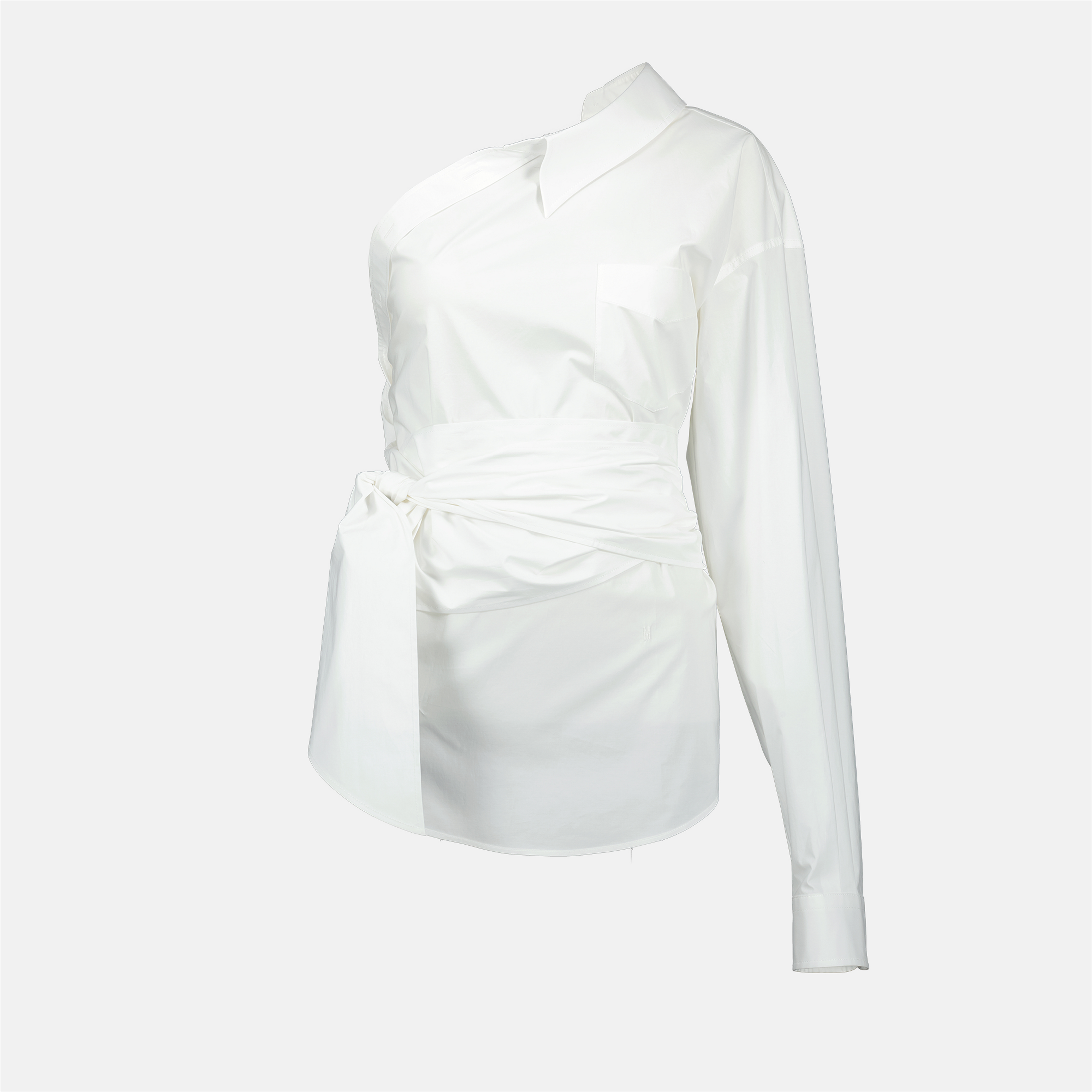 asymmetrical shirt, Moschino shirt, women's tops, stylish blouse, white shirt top