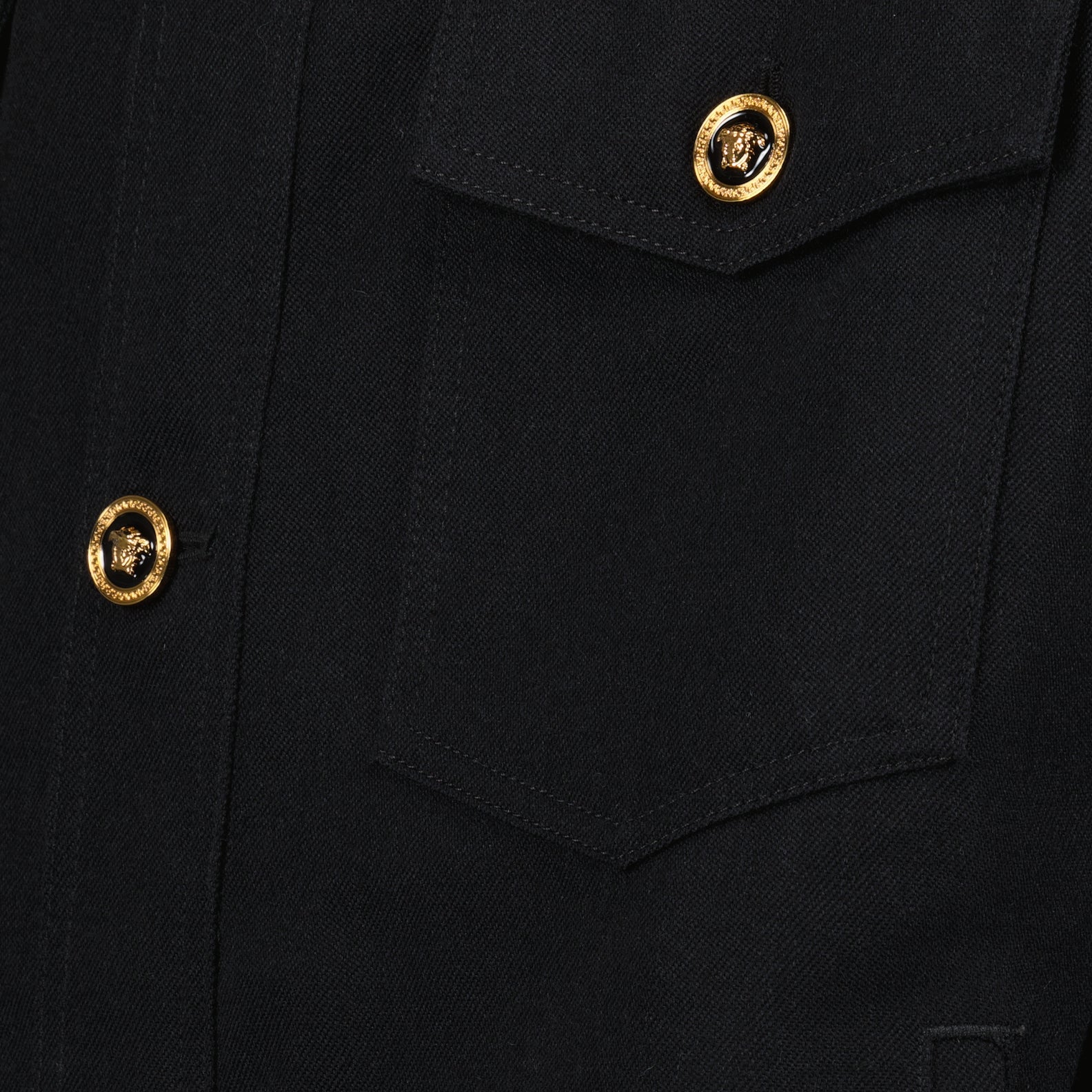 black wool overshirt, Versace Autumn-Winter 2024, luxury overshirt, classic collar, premium men's fashion