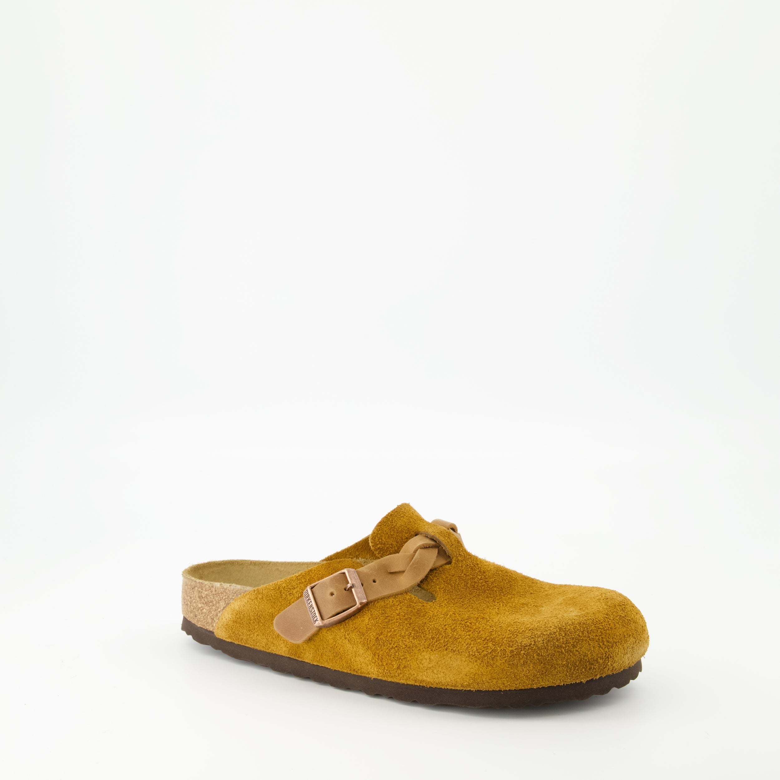 Image de mules tressées Boston par Birkenstock pour femmes - Saison Printemps-Été 2025 - Vue avant droite en trois-quarts