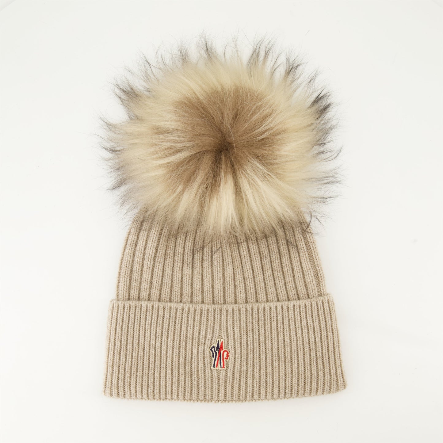 cashmere beanie, pom pom beanie, Moncler Grenoble, beige beanie, designer winter hat