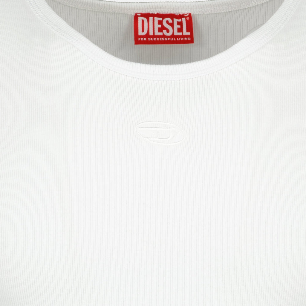 white tank top, Diesel apparel, cotton tank top, Oval-D logo, Autumn-Winter collection
