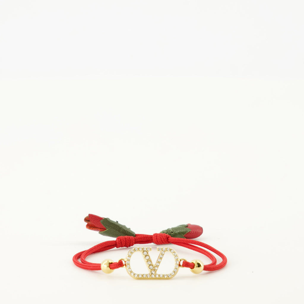 Image du bracelet Vlogo avec cordon rouge de Valentino Garavani pour femmes - Saison Printemps-Été 2026 - Vue de face