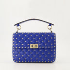 Rockstud Spike bag, blue nappa leather bag, Valentino Garavani, quilted designer handbag, luxury accessory