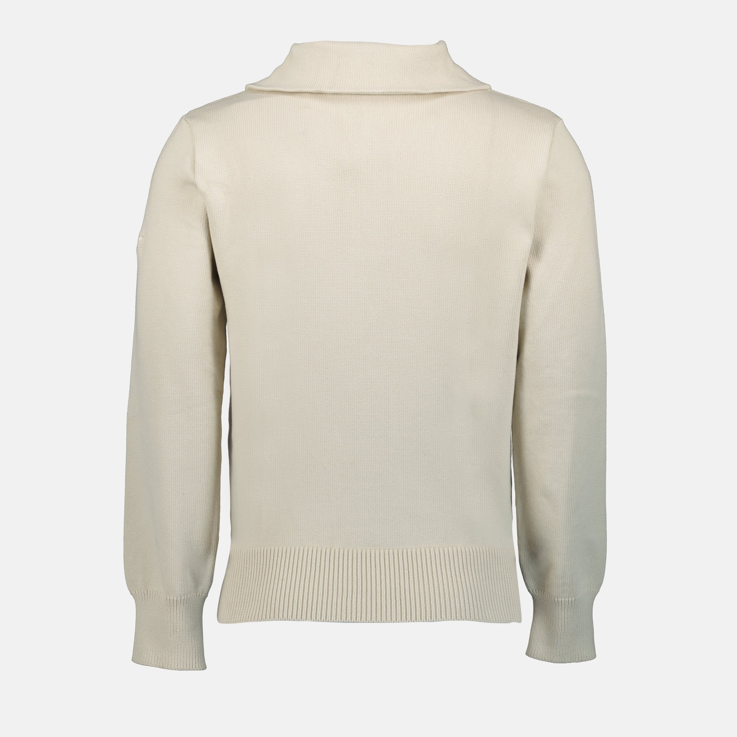 beige zip-neck sweater, Courrèges sweater, Spring-Summer collection, men's fashion, polo sweater