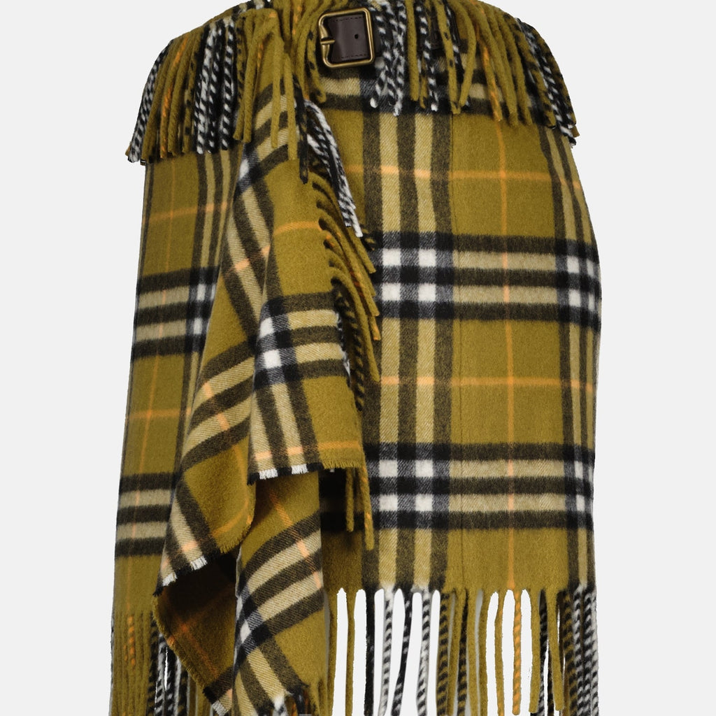 checkered scarf skirt, khaki skirt, vintage check skirt, wool cashmere skirt, Burberry skirt