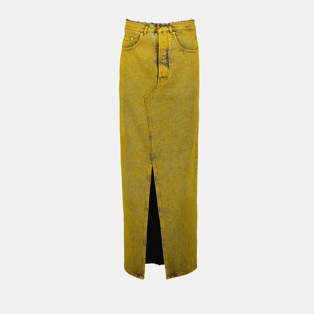 Denim Maxi Skirt in Yellow
