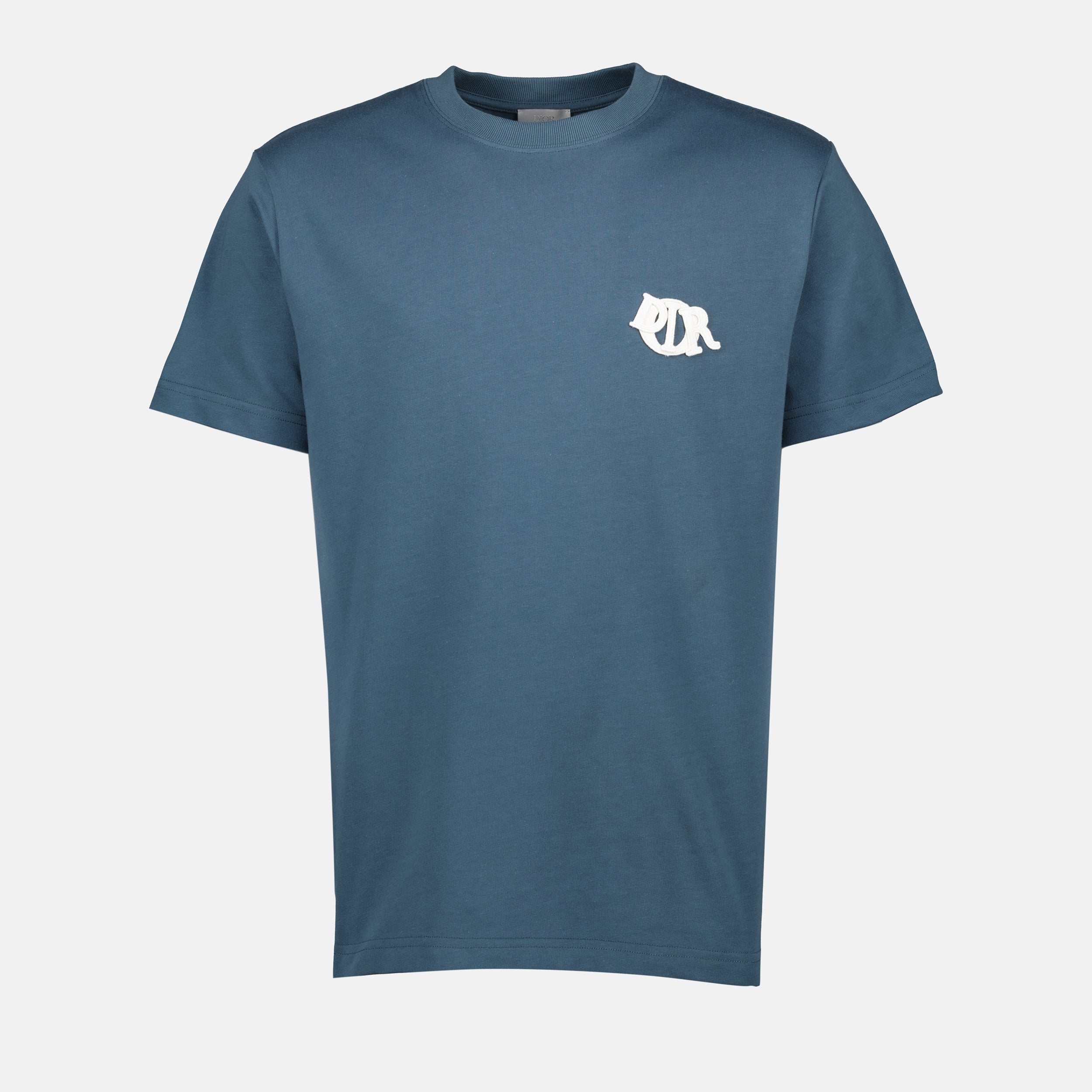 embroidered t-shirt, Dior t-shirt, cotton t-shirt, men's fashion, blue t-shirt