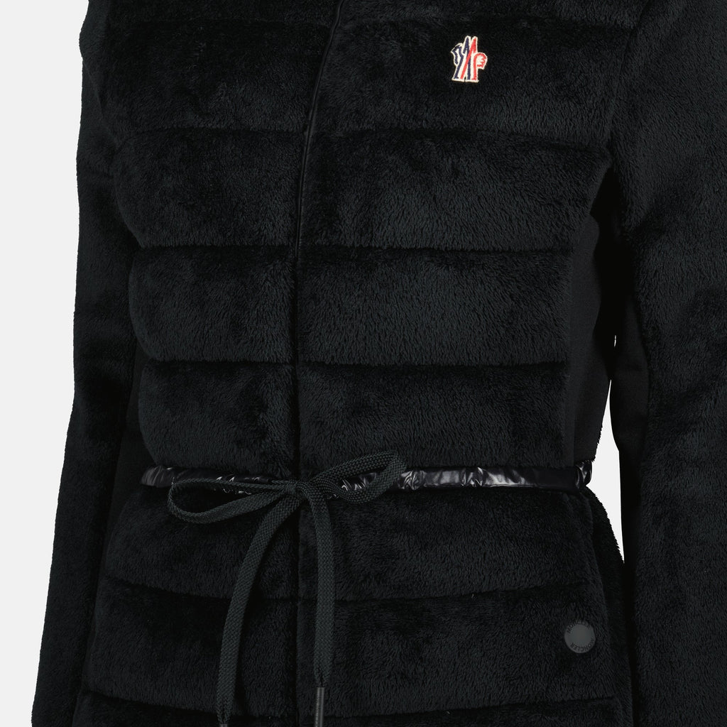 Moncler Grenoble coat, black zip-up coat, Autumn-Winter outerwear, Polartec fleece coat, stylish warm coat
