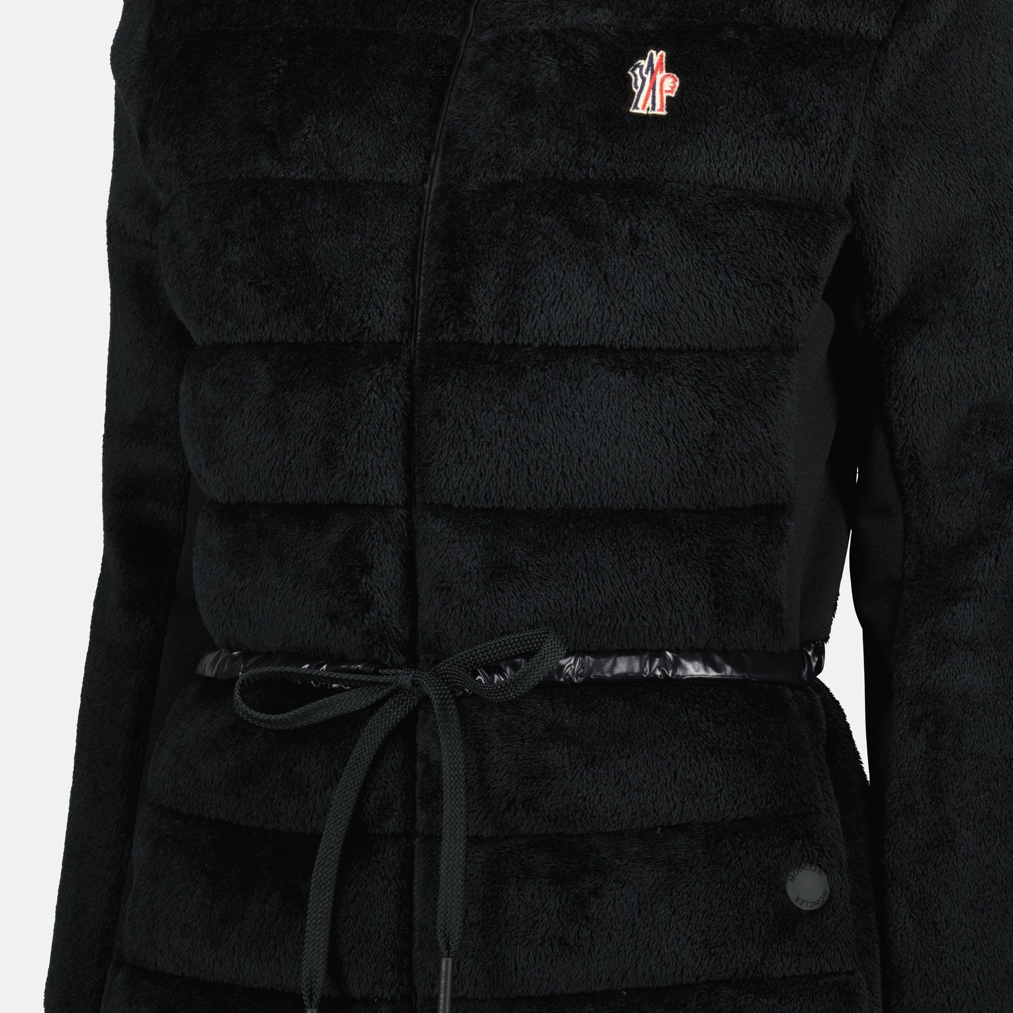 Moncler Grenoble coat, black zip-up coat, Autumn-Winter outerwear, Polartec fleece coat, stylish warm coat