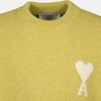 Image of Ami de coeur Yellow Knit Sweater by Ami PARIS for Unisex - Season Autumn-Winter 2025 - Product detail view 3