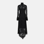 lace dress, Rabanne collection, black long dress, elegant outfit, autumn-winter fashion