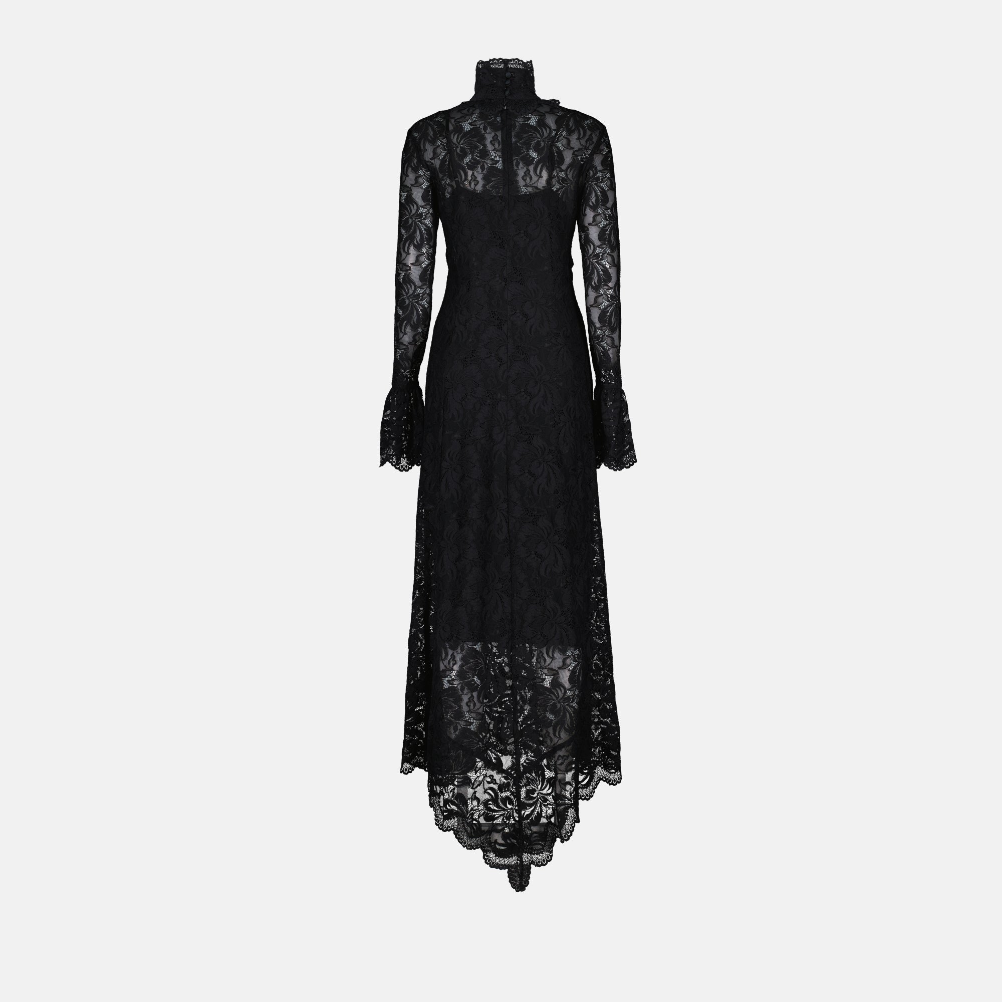 lace dress, Rabanne collection, black long dress, elegant outfit, autumn-winter fashion