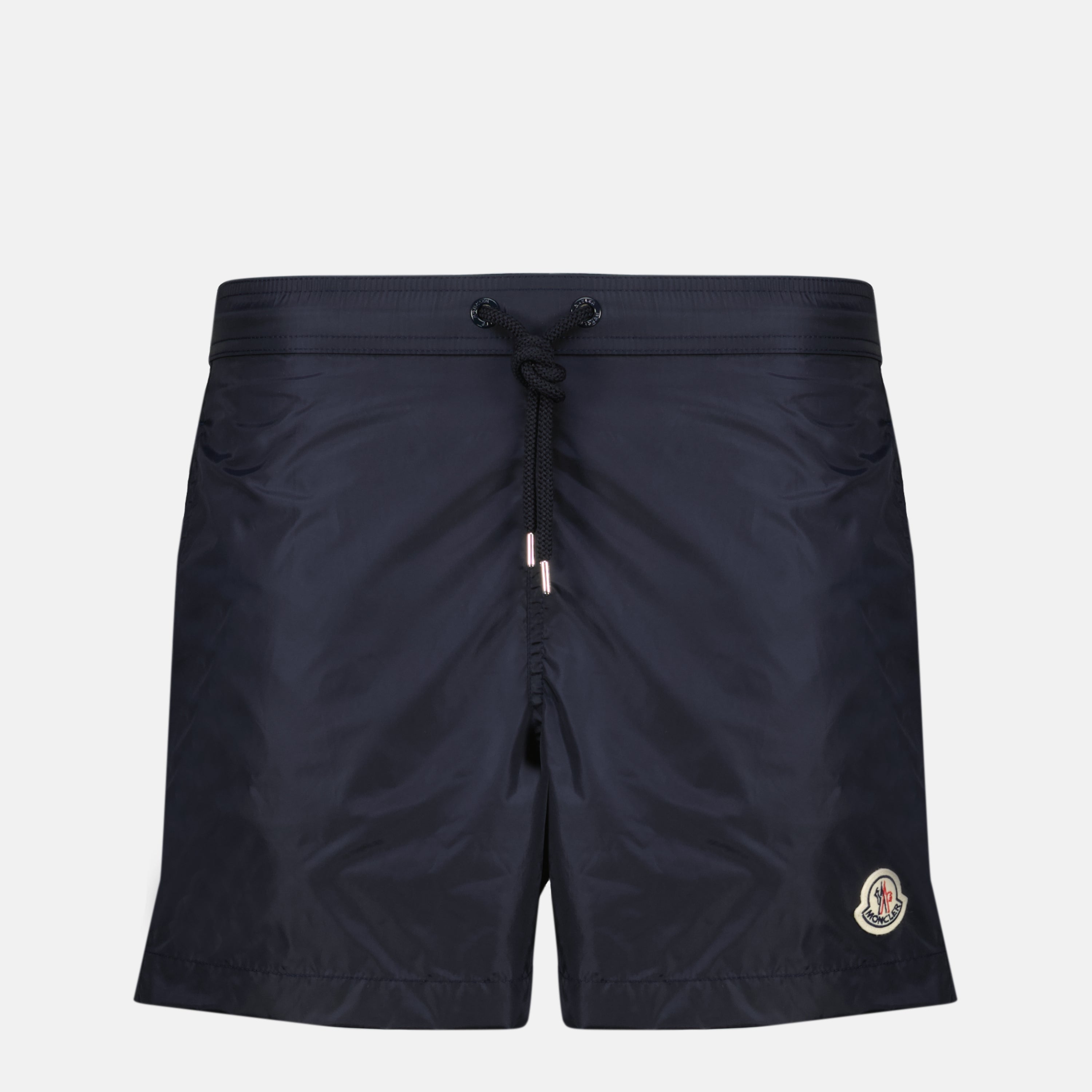 Image of Blue Bathing Suit with Black Logo by Moncler for Men - Season Spring-Summer 2026 - Front View