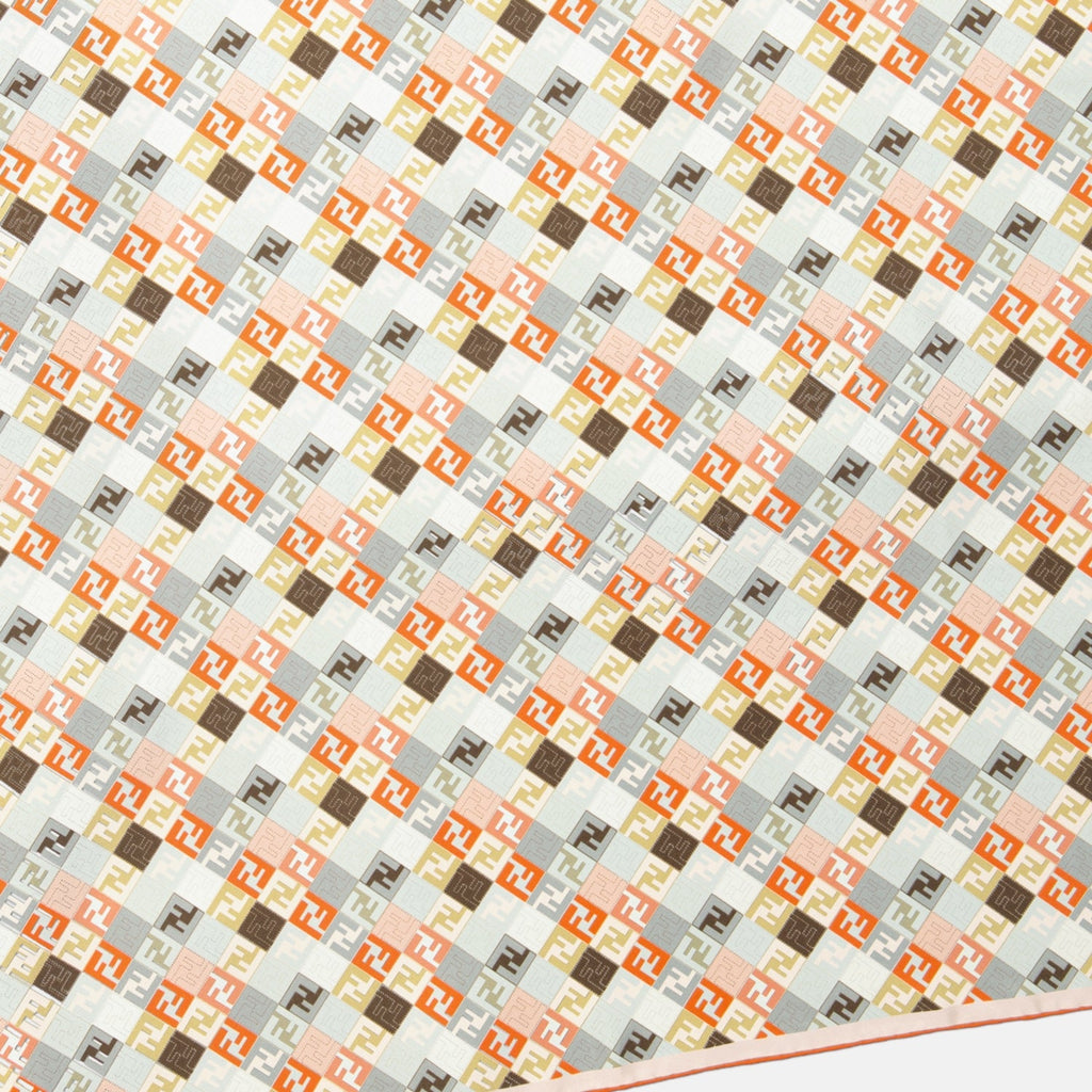 Fendi silk scarf, FF logo scarf, orange silk accessory, organic silk scarf, luxury fashion