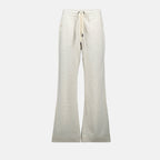 Imagen de pantalones de sudadera de algodón beige de Moncler Grenoble para mujeres - Temporada Primavera-Verano 2025 - Vista frontal