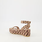 Rockstud sandals, raffia wedge sandals, designer footwear, summer sandals, Valentino Garavani