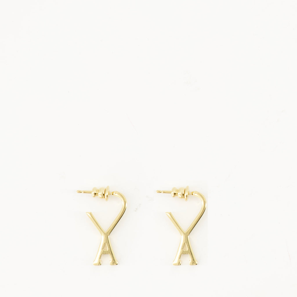 Ami de coeur earrings, gold earrings, Ami Paris accessories, brass earrings, luxury earrings
