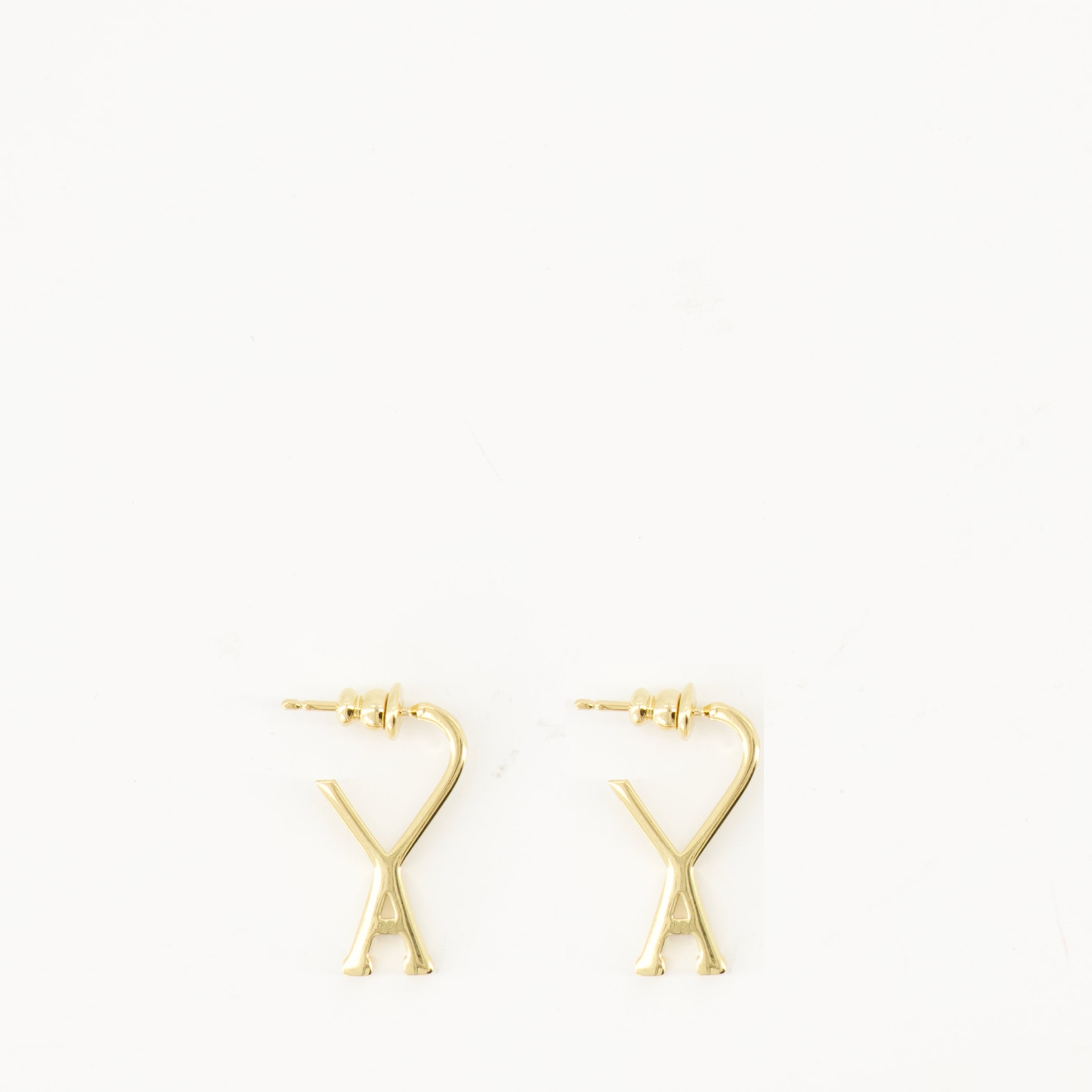 Ami de coeur earrings, gold earrings, Ami Paris accessories, brass earrings, luxury earrings