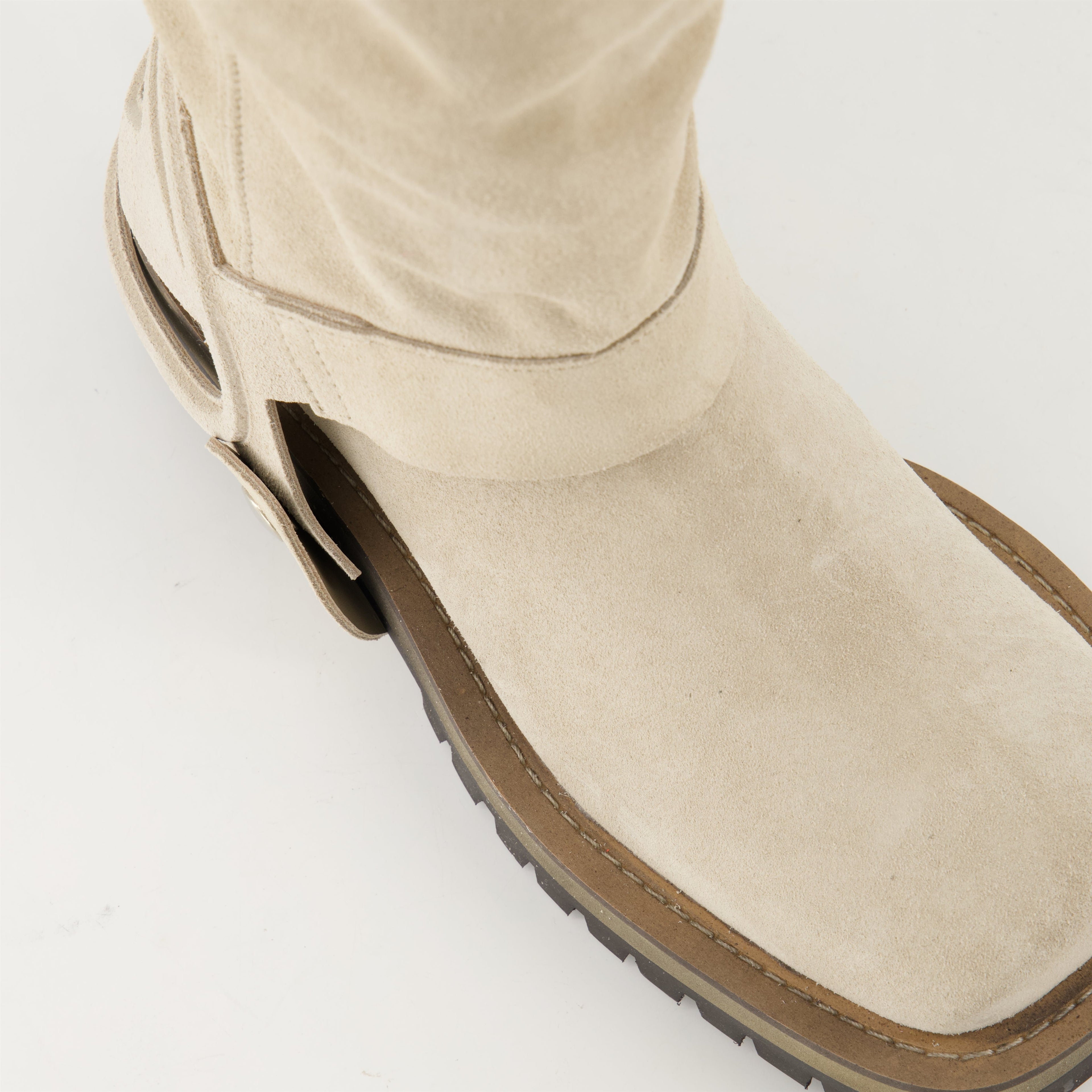 beige suede boots, Diesel Texan boots, mid-height boots, leather sole boots, Spring-Summer 2025 collection