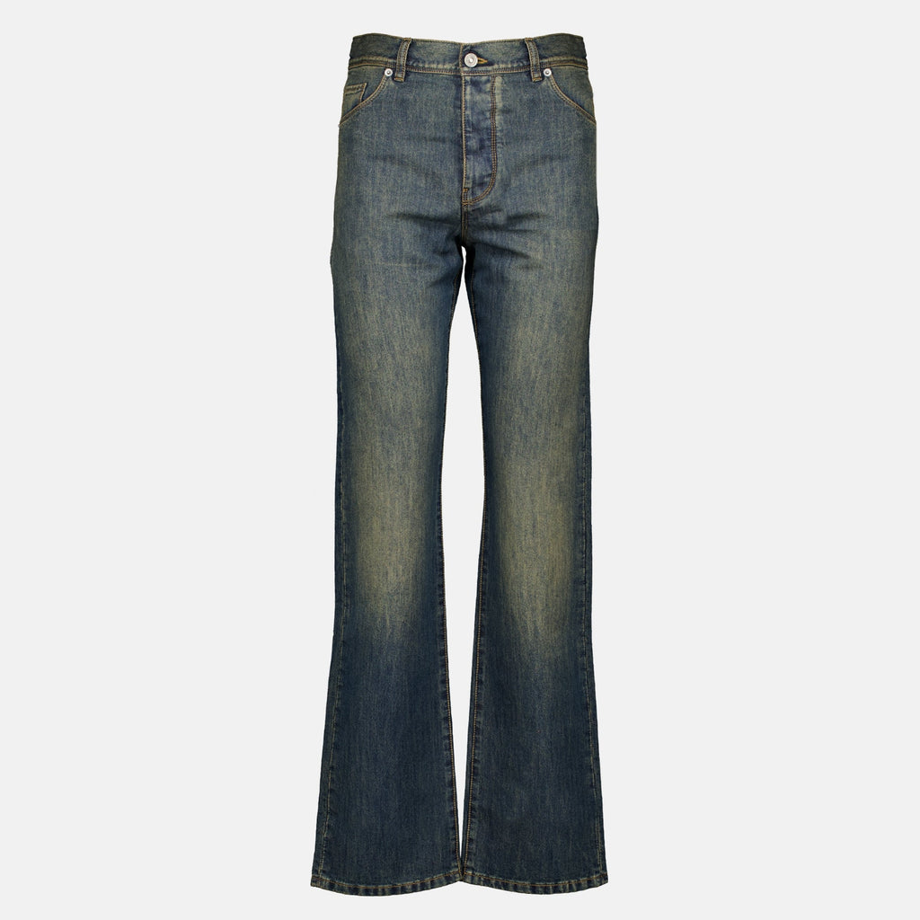 Contrast Stitching Straight Jeans