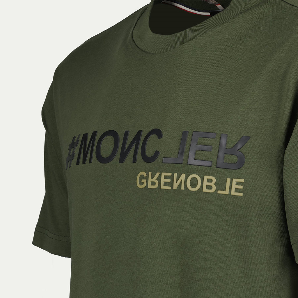 Khaki T-shirt, Moncler Grenoble, Logo Print, Cotton T-shirt, Autumn-Winter Collection
