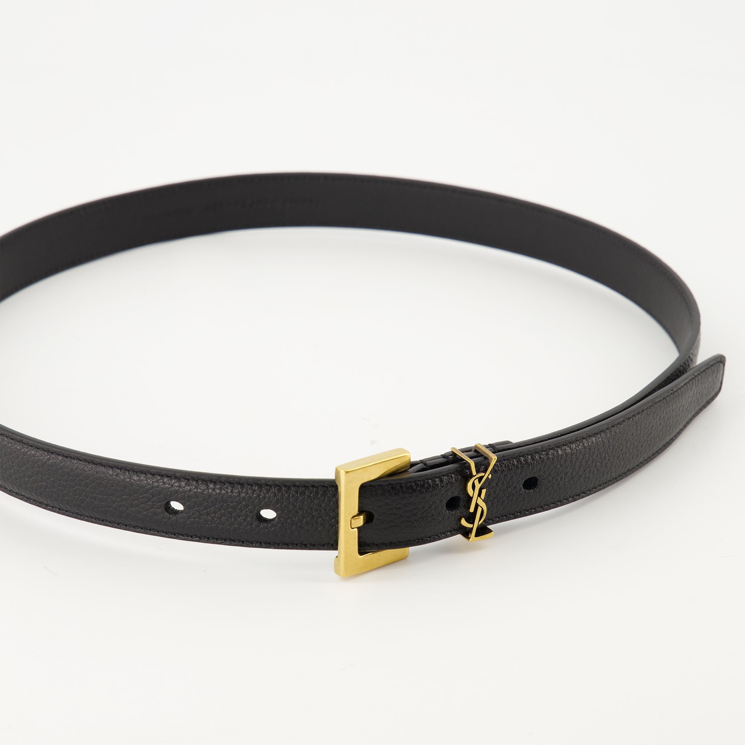 black belt, Saint Laurent accessories, Cassandre belt, leather belt, fashion belt