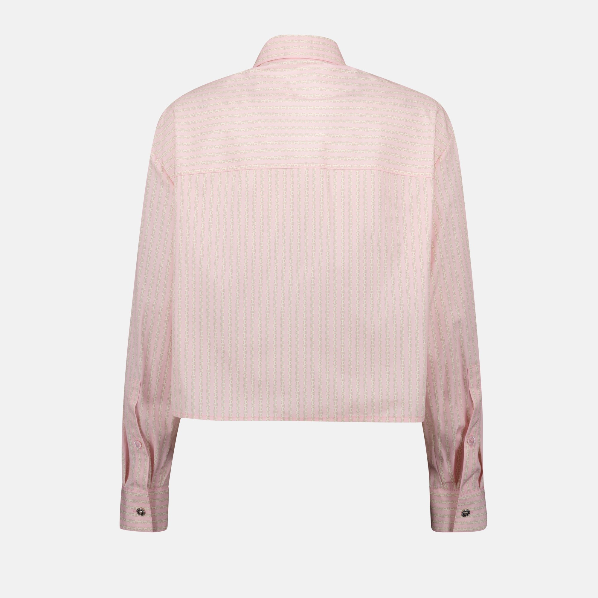 cropped shirt, Versace shirt, chain print shirt, rose shirt, women's fashion