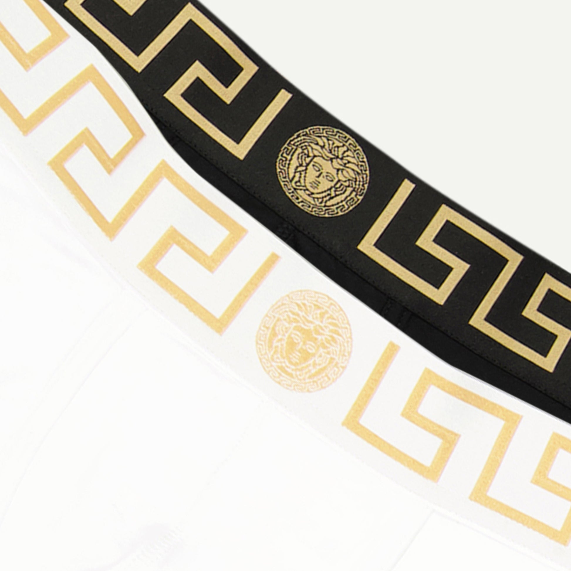 Versace boxers, Medusa Greca, cotton elastane blend, black and white boxers, Autumn-Winter 2024 collection