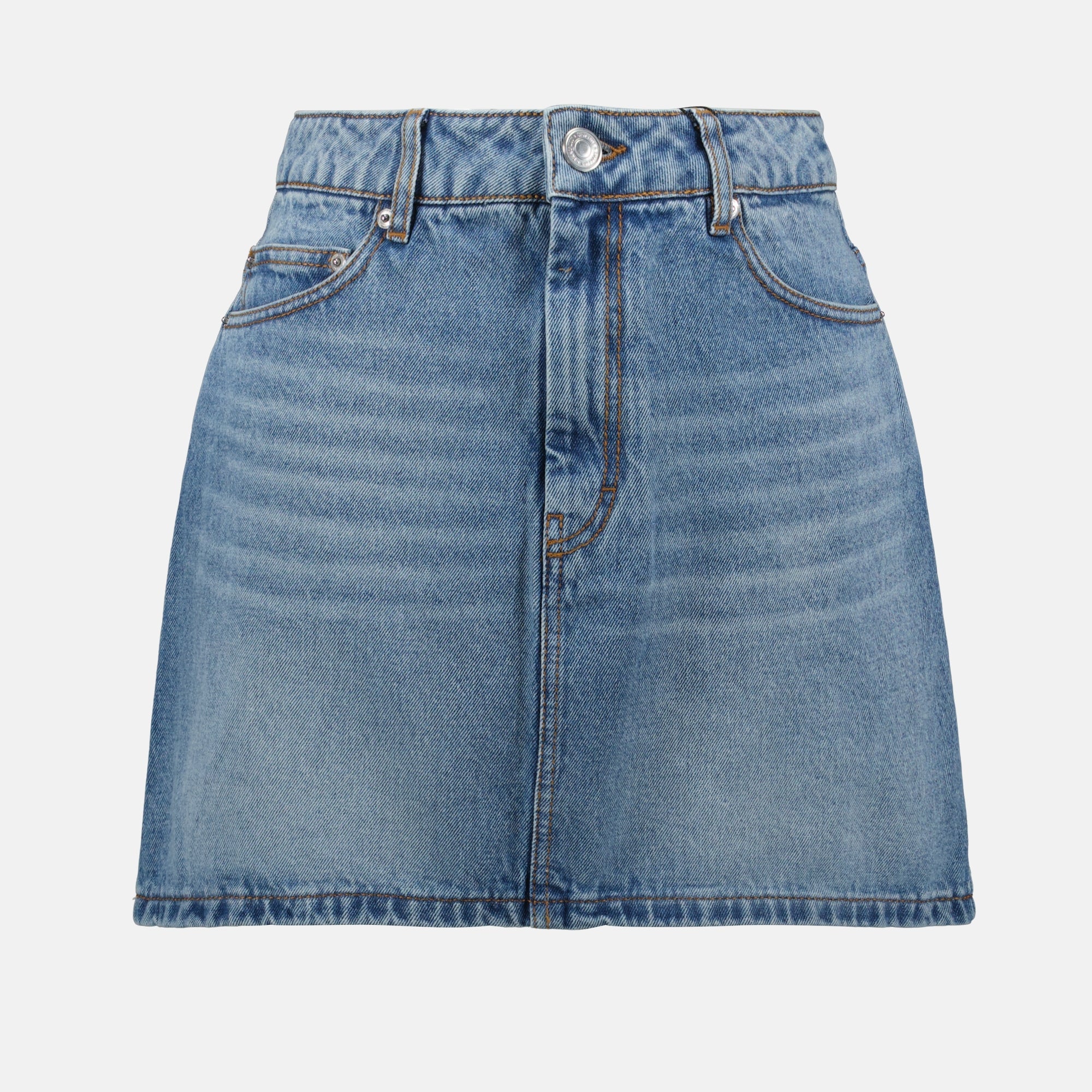 mini denim skirt, AMI Paris, five-pocket skirt, women's denim, spring-summer wear
