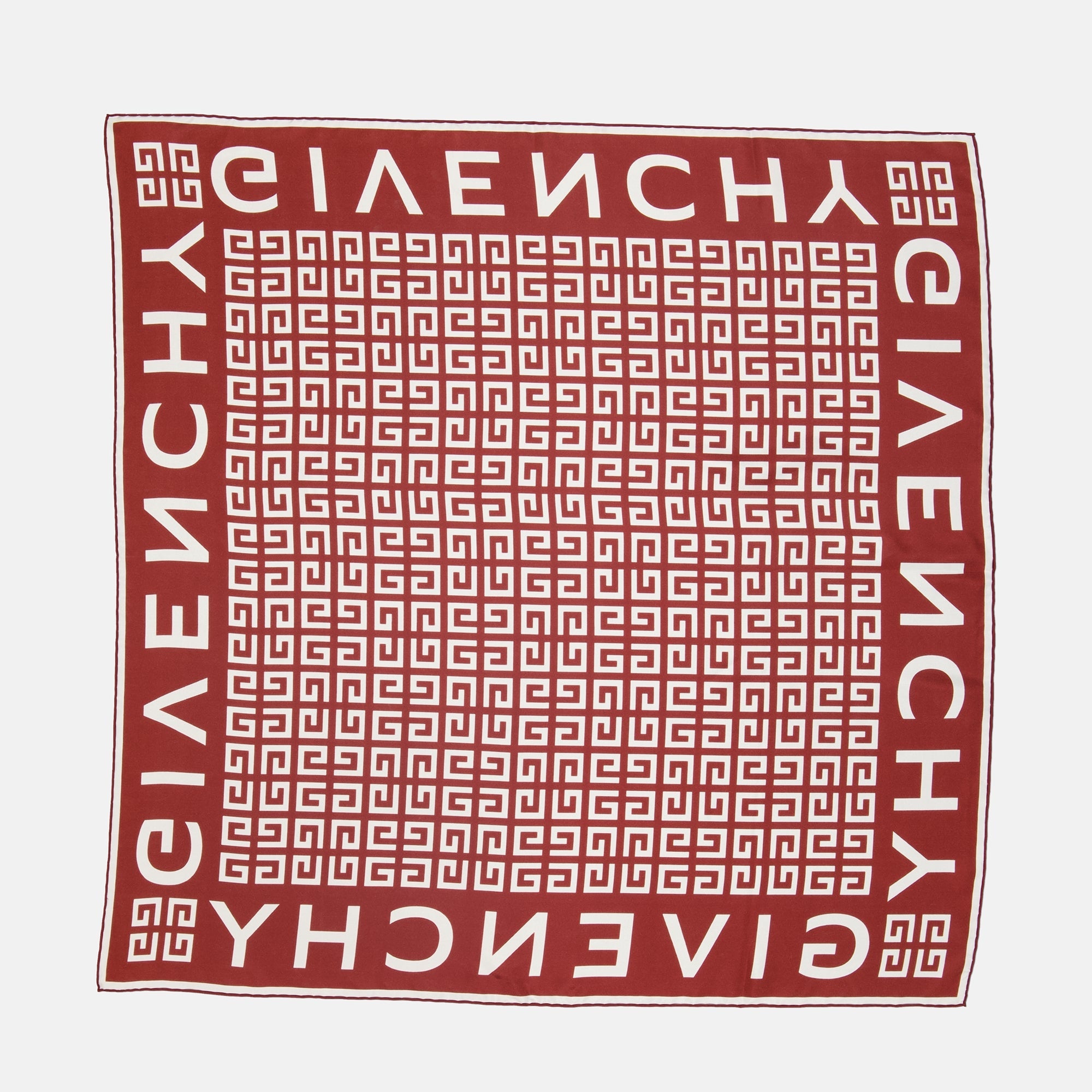 silk scarf, Givenchy accessory, 4G pattern, red scarf, organic silk