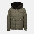 Image of Olive Green Puffer Jacket with Logo by Moncler for Men - Season Autumn-Winter 2024 - Front View