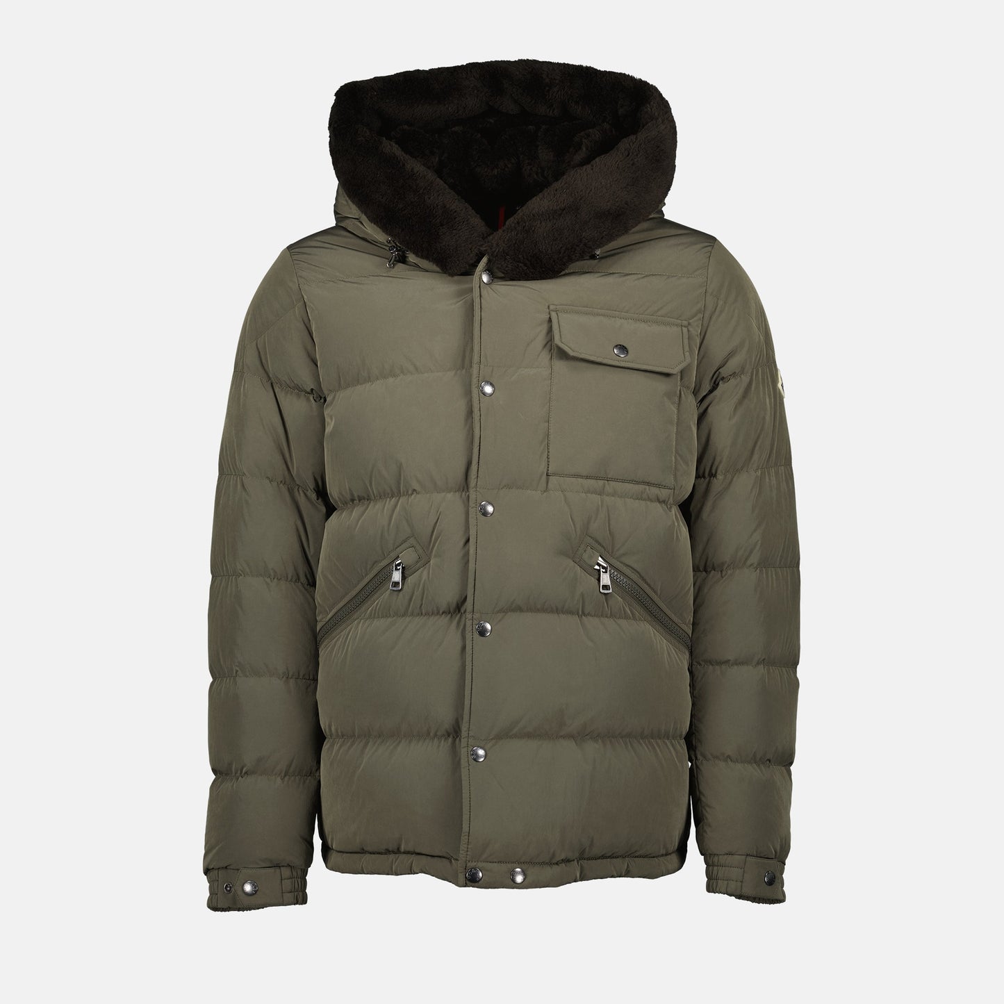 Olive Puffer Jacket, Moncler Outerwear, Removable Hood Jacket, Winter Collection 2024, Men's Fashion