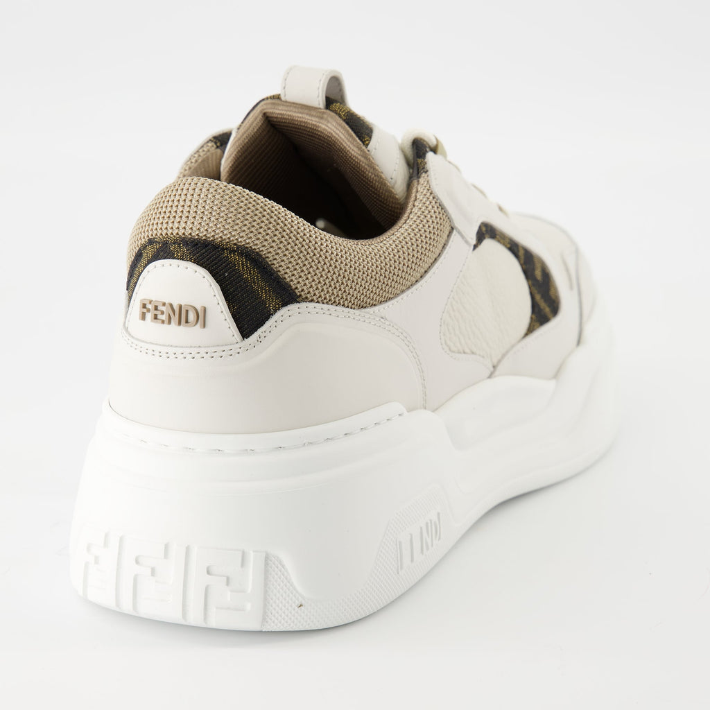 Fendi sneakers, beige sneakers, leather sneakers, FF motif, designer footwear