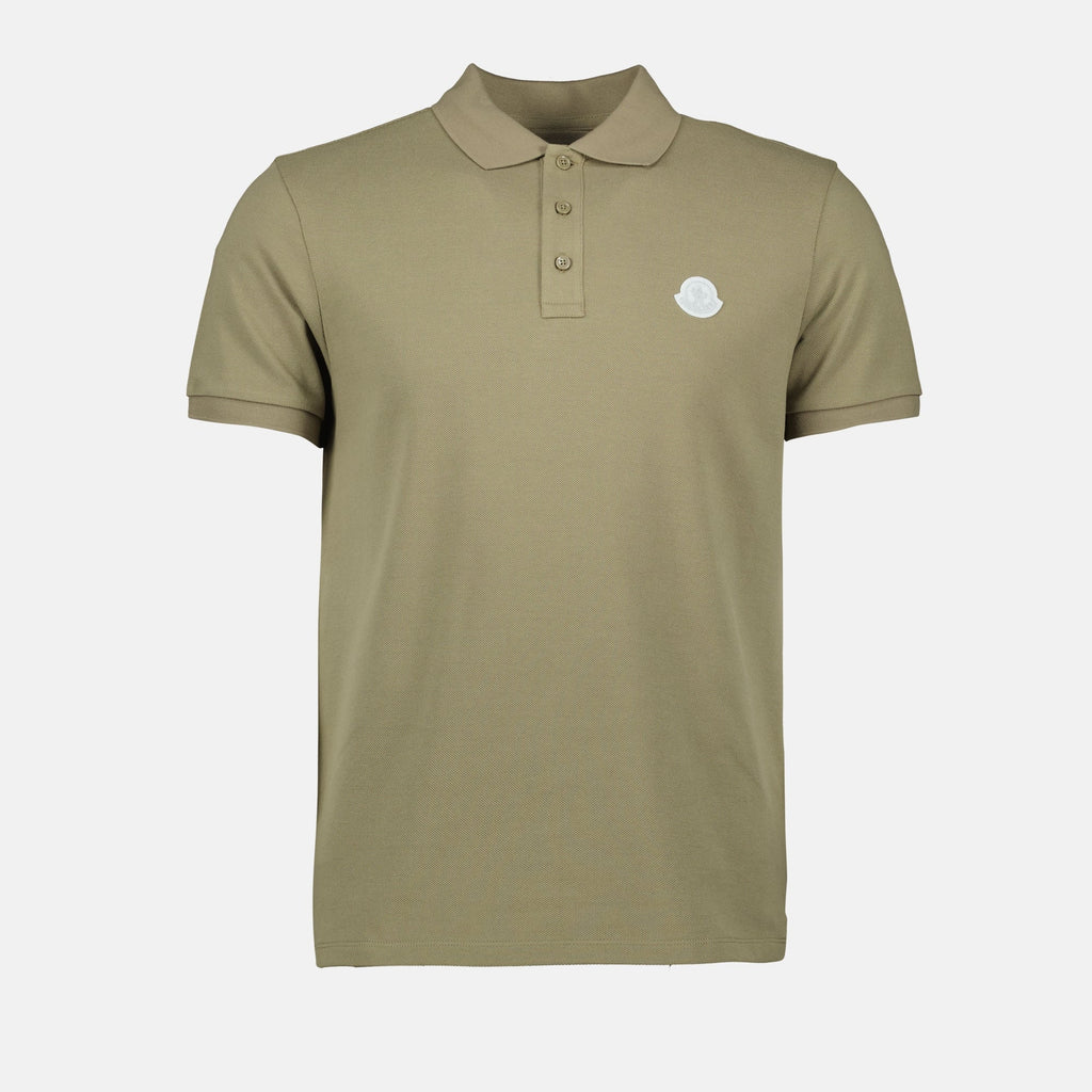 green polo shirt, Moncler polo, classic collar shirt, pique cotton polo, summer essentials