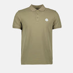 green polo shirt, Moncler polo, classic collar shirt, pique cotton polo, summer essentials