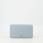 VLogo pouch, Valentino Garavani, leather accessory, spring-summer collection, blue handbag